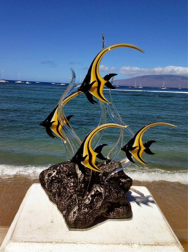 Moorish Idol Angelfish glass sculpture