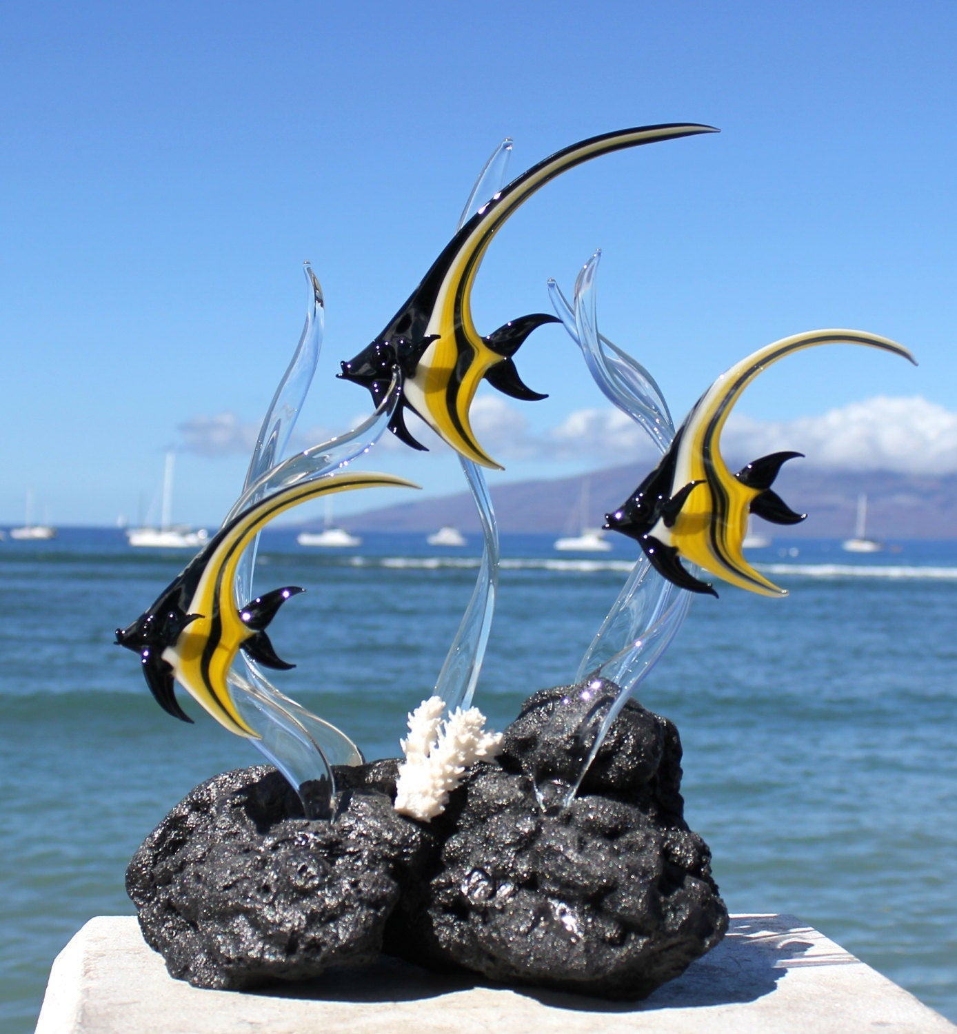 Moorish Idol Angelfish glass sculpture