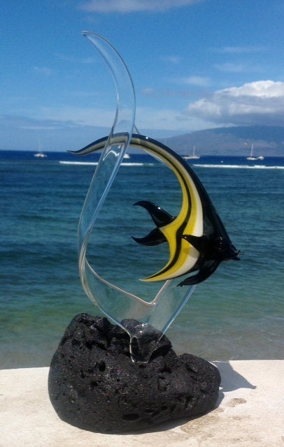Moorish Idol Angelfish glass sculpture