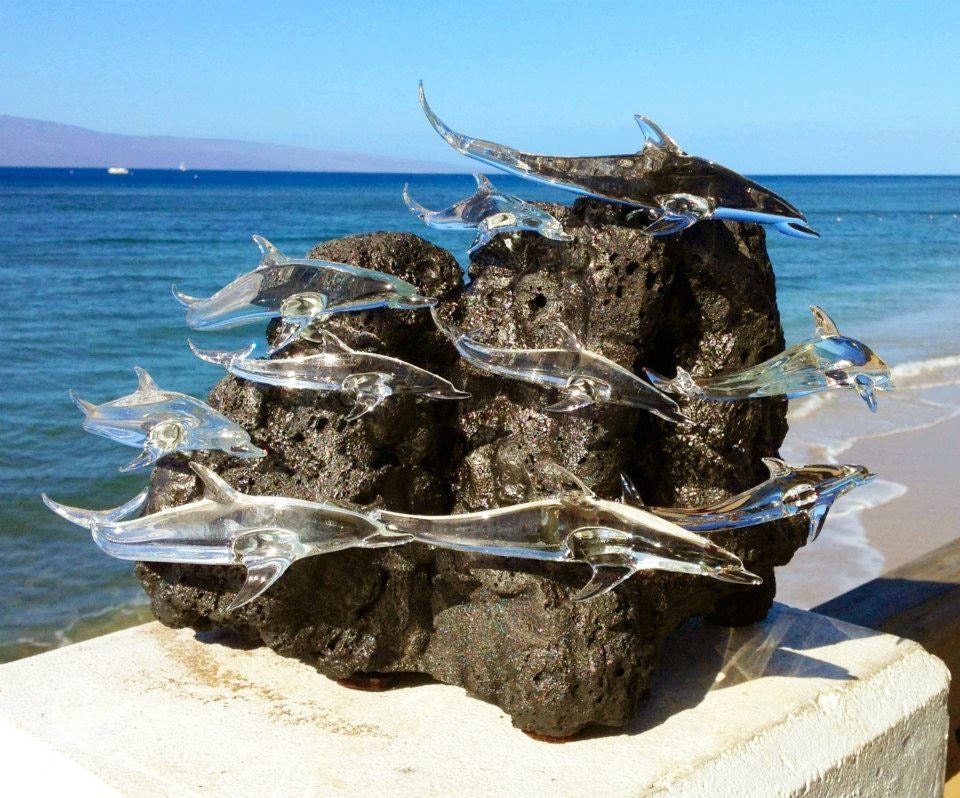 School of Dolphins glass sculpture