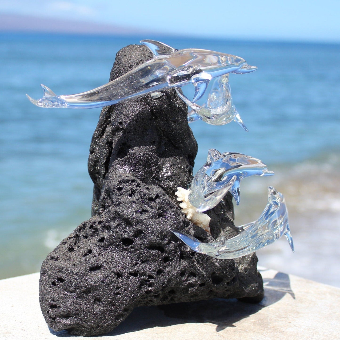 School of Dolphins glass sculpture