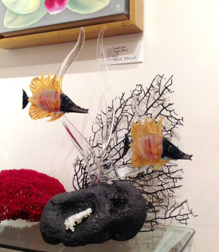 Long Nose Butterfly Fish glass sculpture