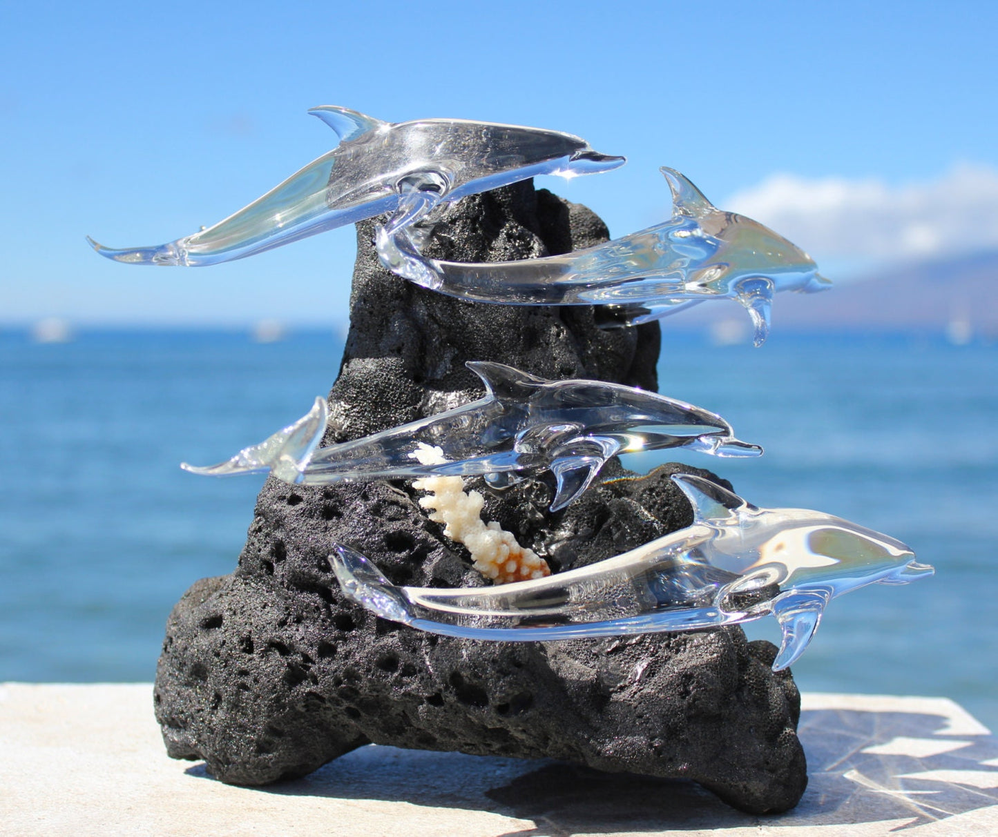 School of Dolphins glass sculpture