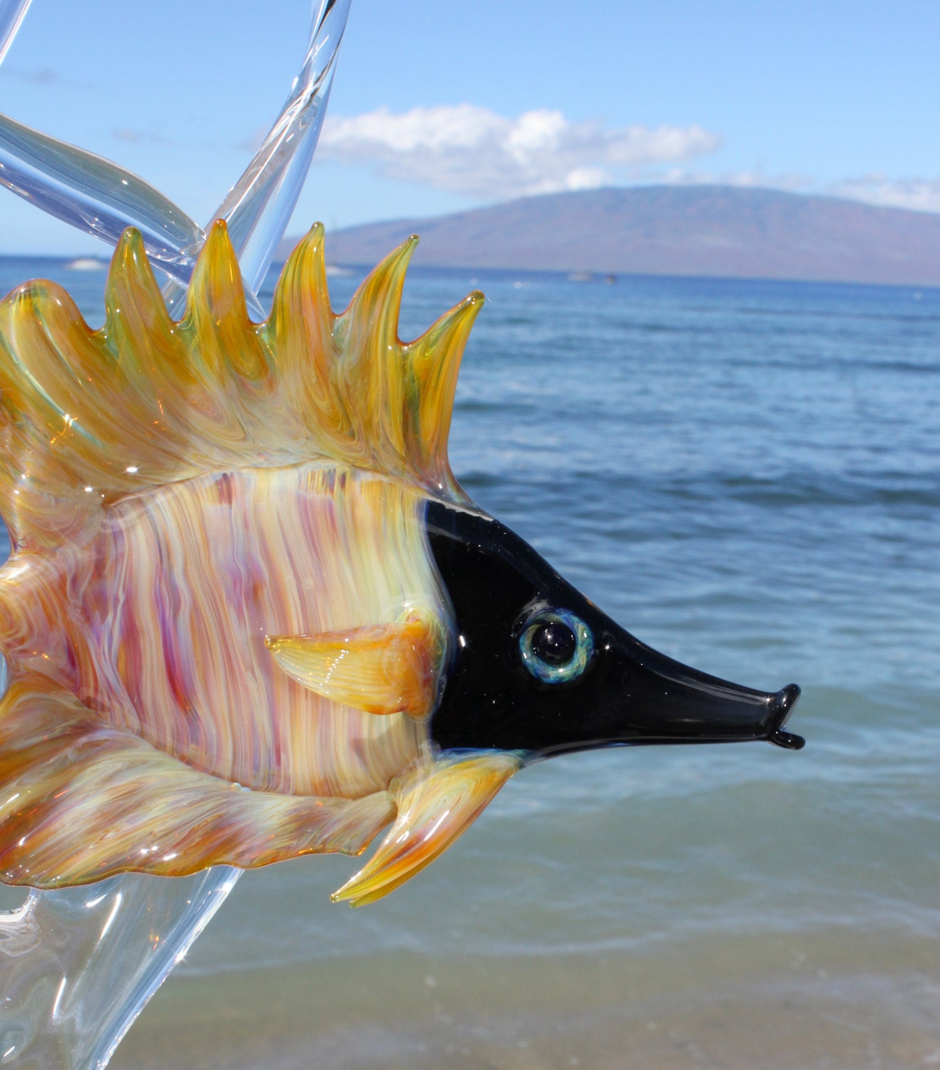 Long Nose Butterfly Fish glass sculpture