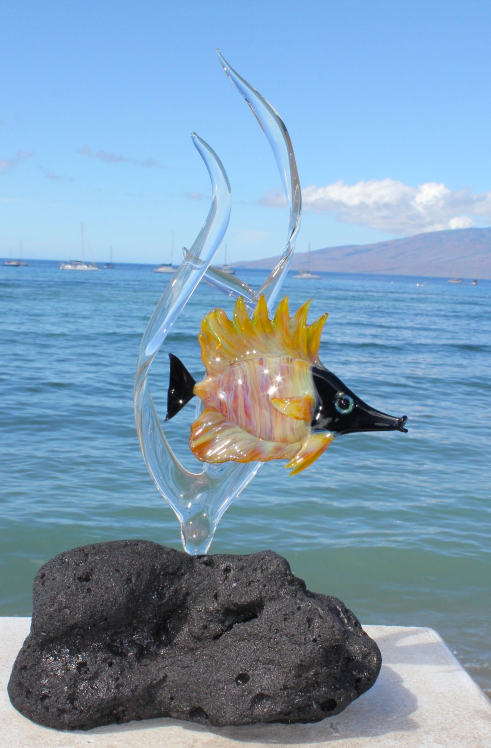 Long Nose Butterfly Fish glass sculpture