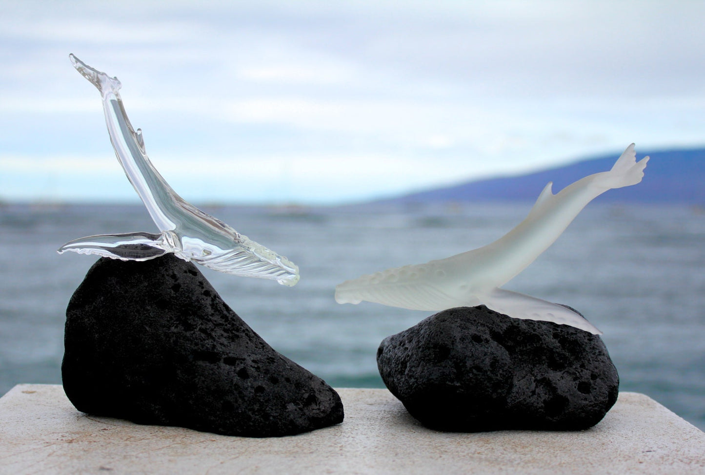 Clear glass whale sculpture