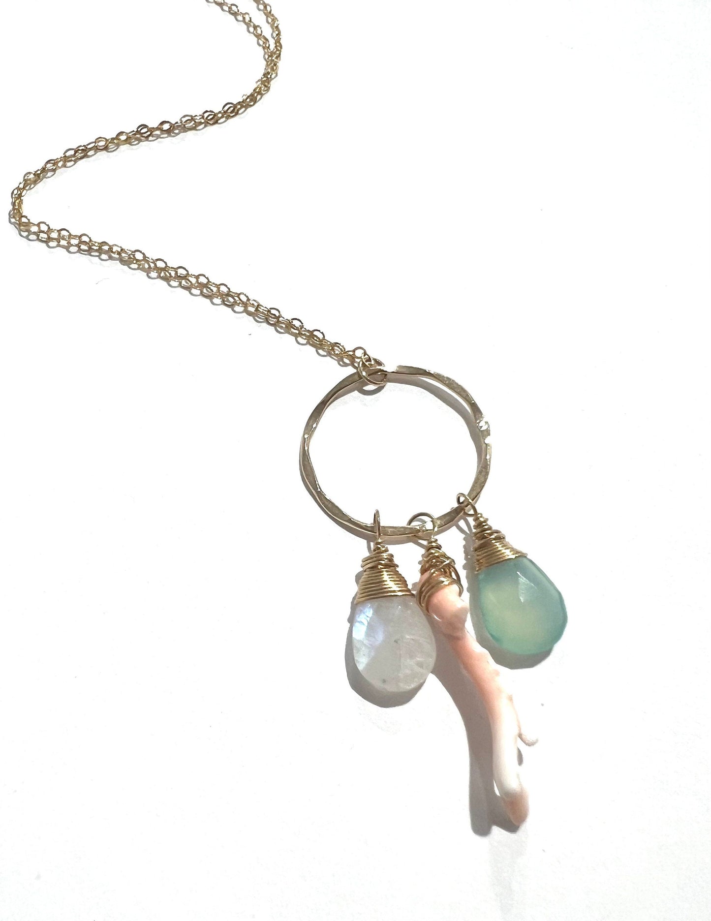 Coral and Gemstone Hoop necklace