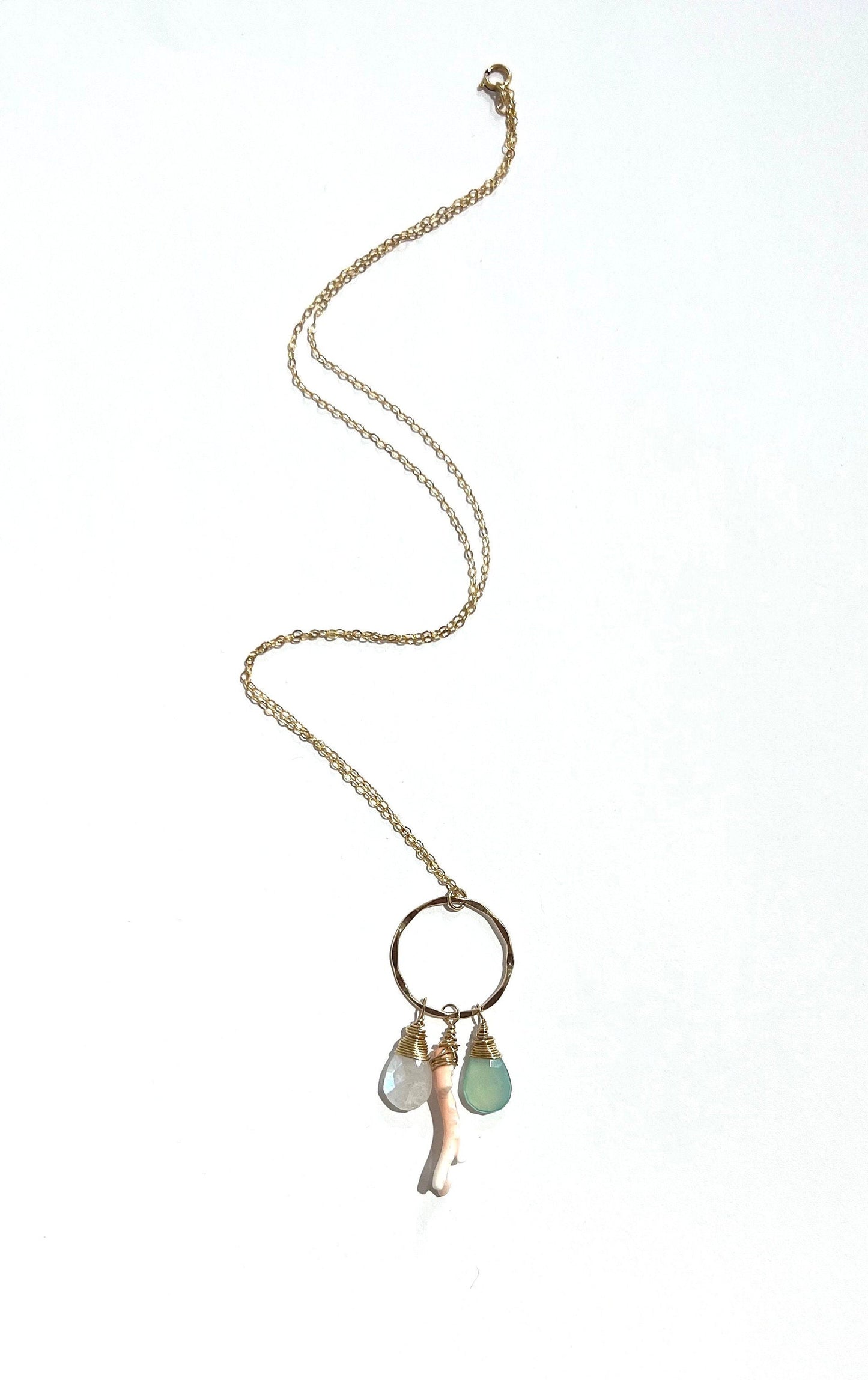 Coral and Gemstone Hoop necklace