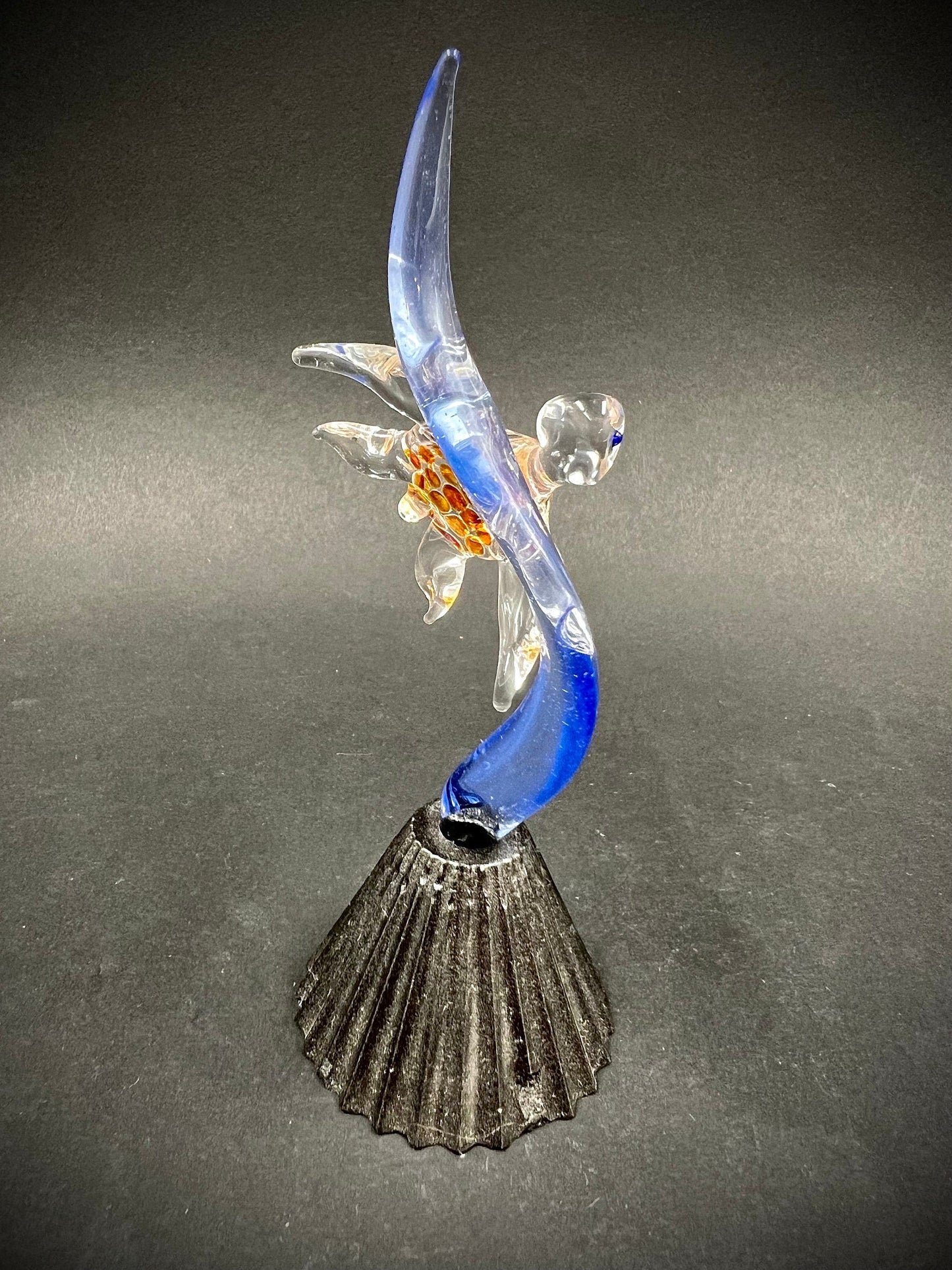 Mini turtle on a seaweed Glass Sculpture