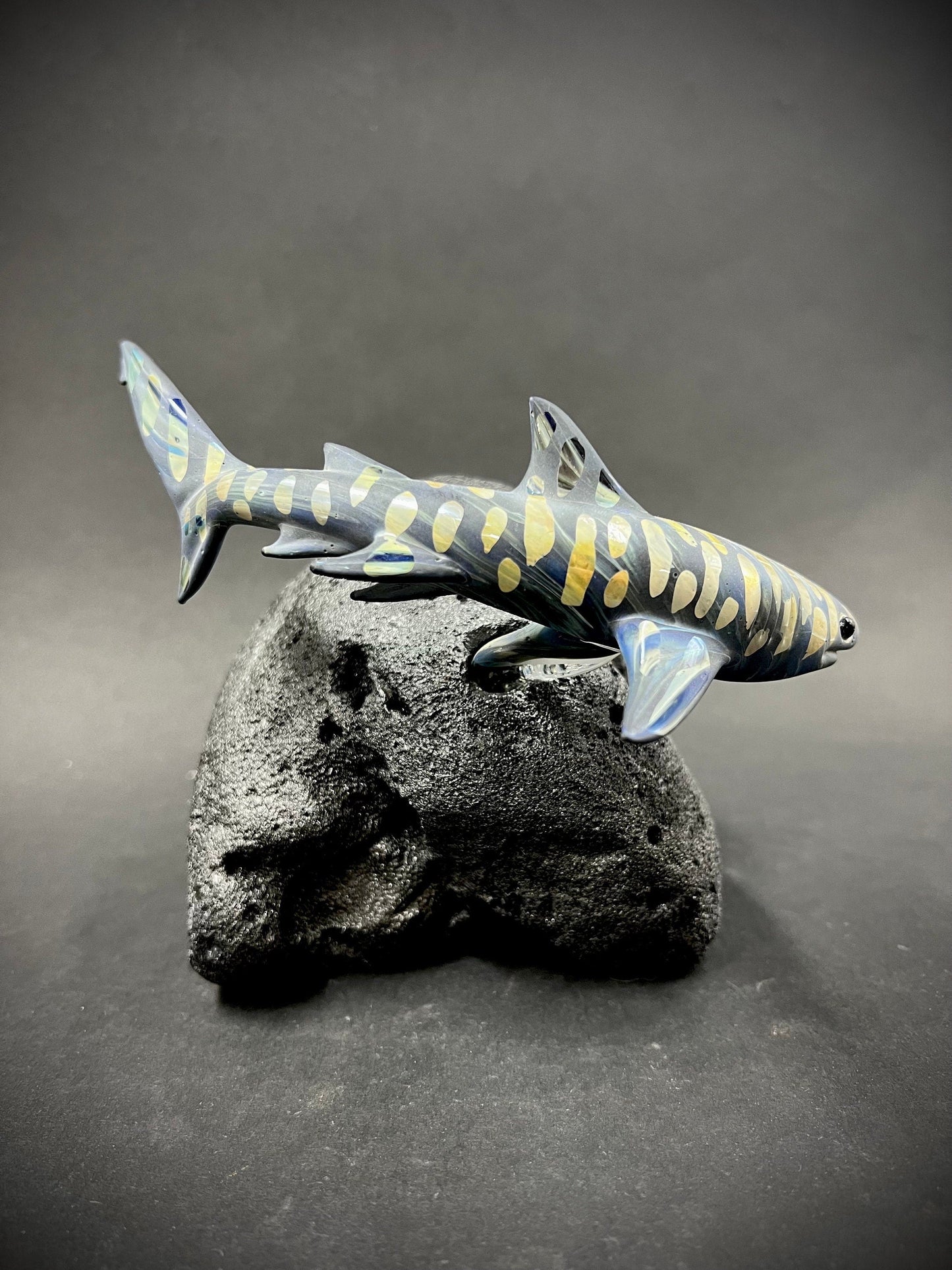 Colored tiger shark glass sculpture