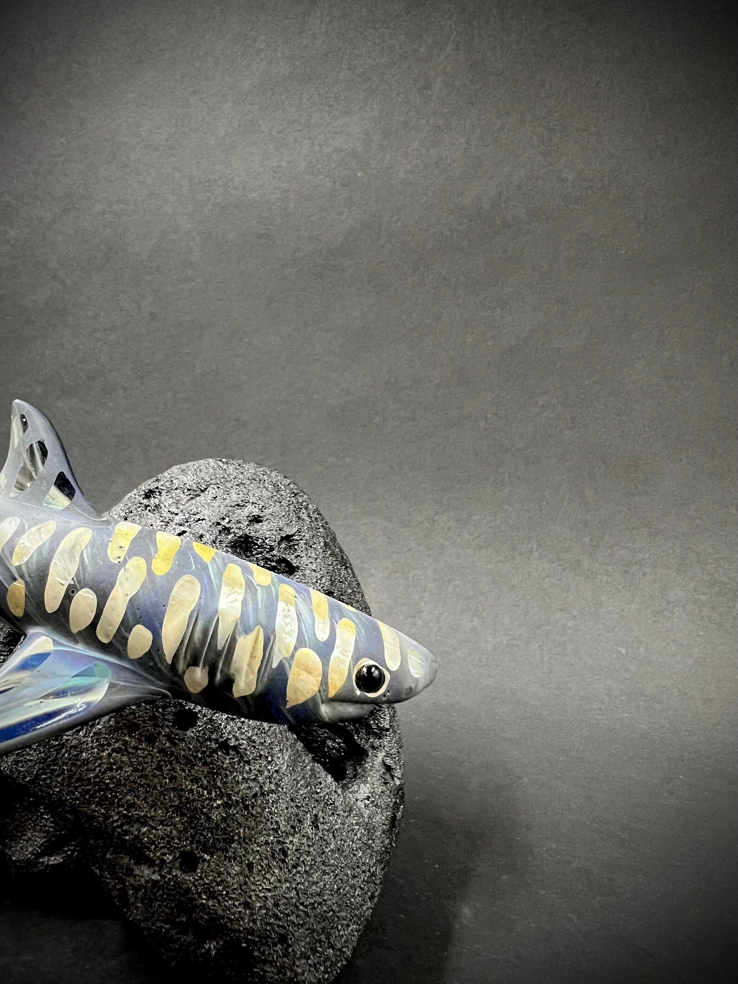 Colored tiger shark glass sculpture