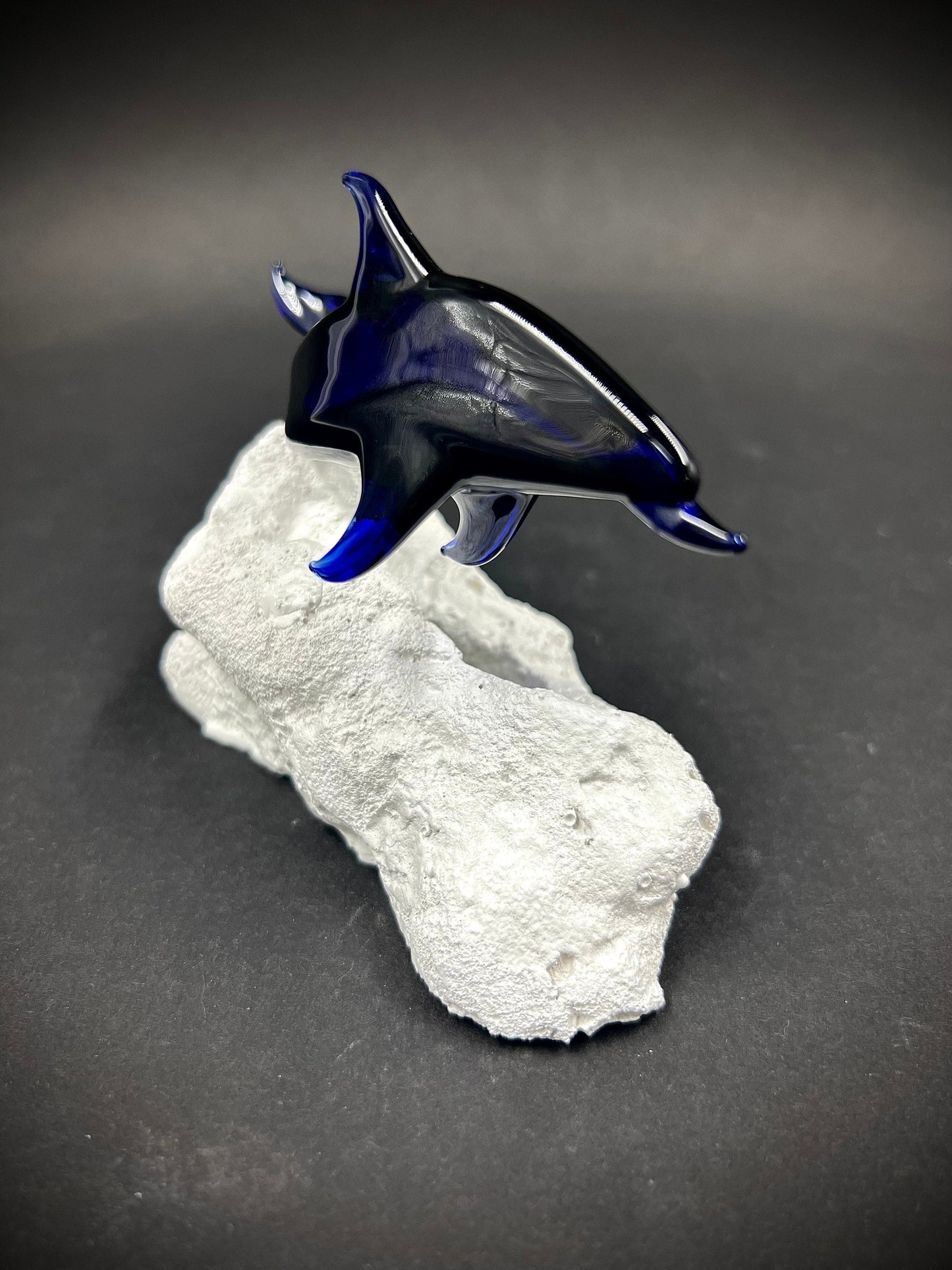Large Blue Dolphin Glass Sculpture