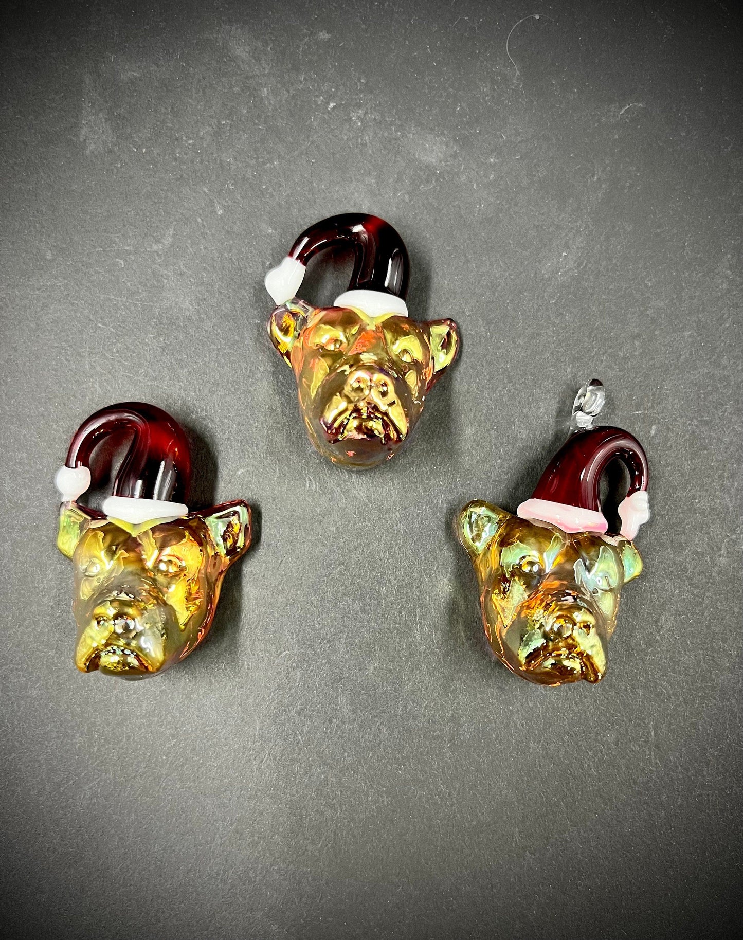 Santa pitbull dog ornament