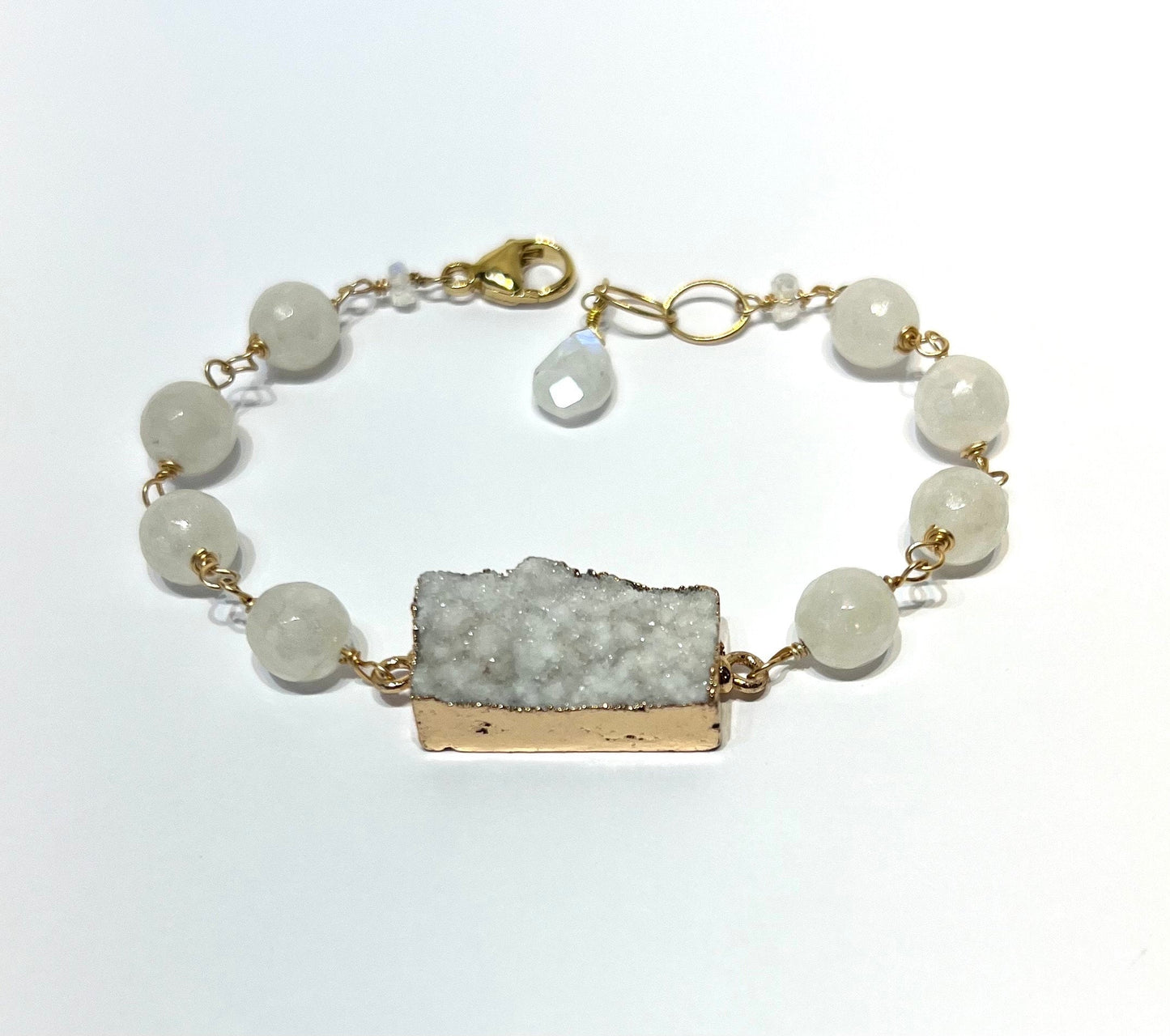 Druzy and mystic moonstone bracelet