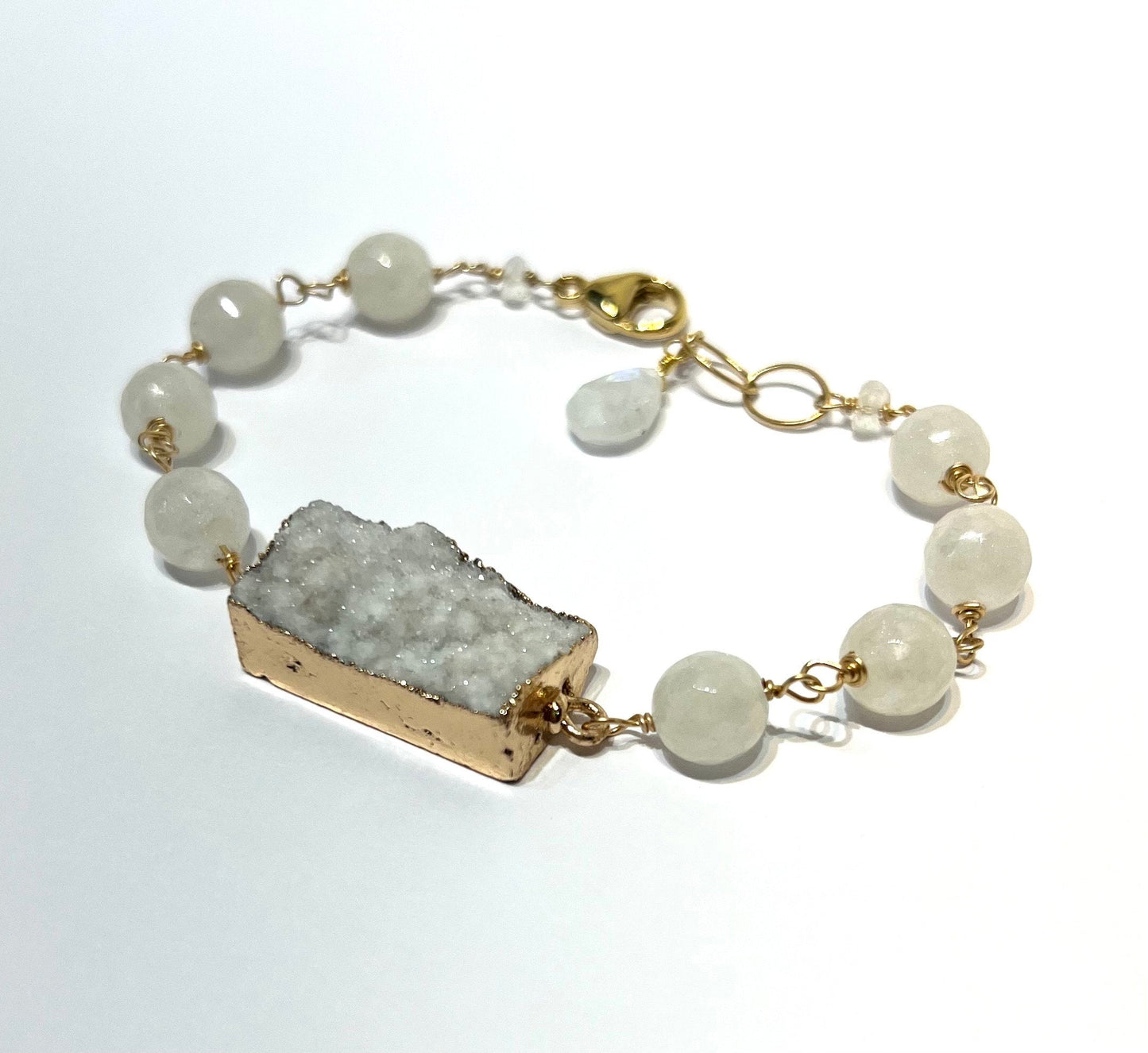 Druzy and mystic moonstone bracelet