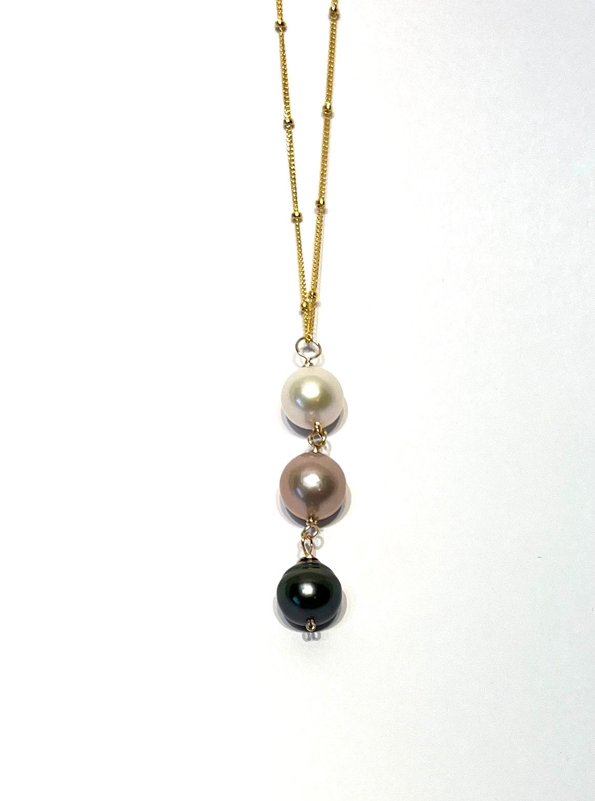 Triple pearl drop necklace: choose your pearl style
