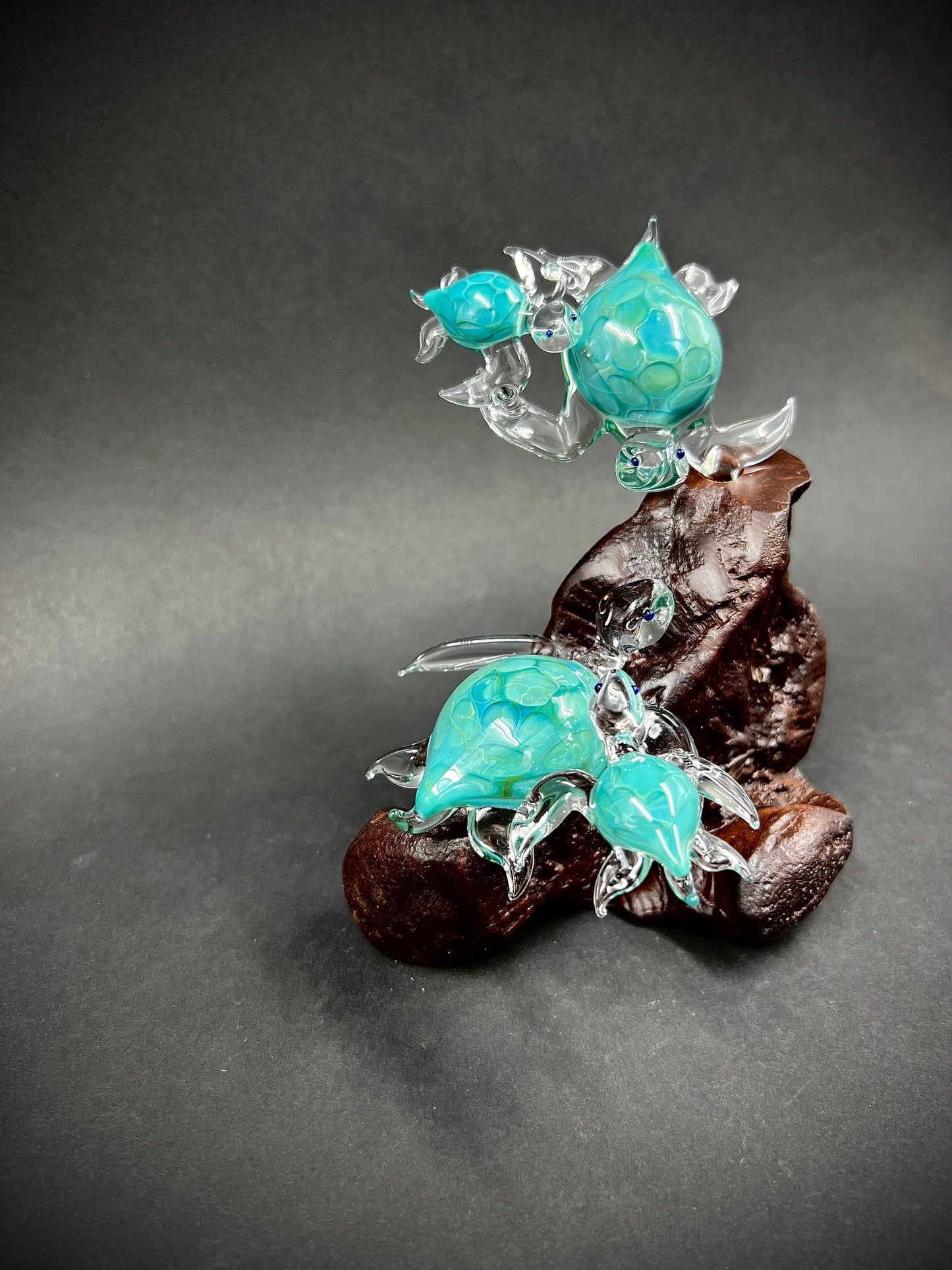 Ohana Sea Turtle family of 4 glass sculpture-2