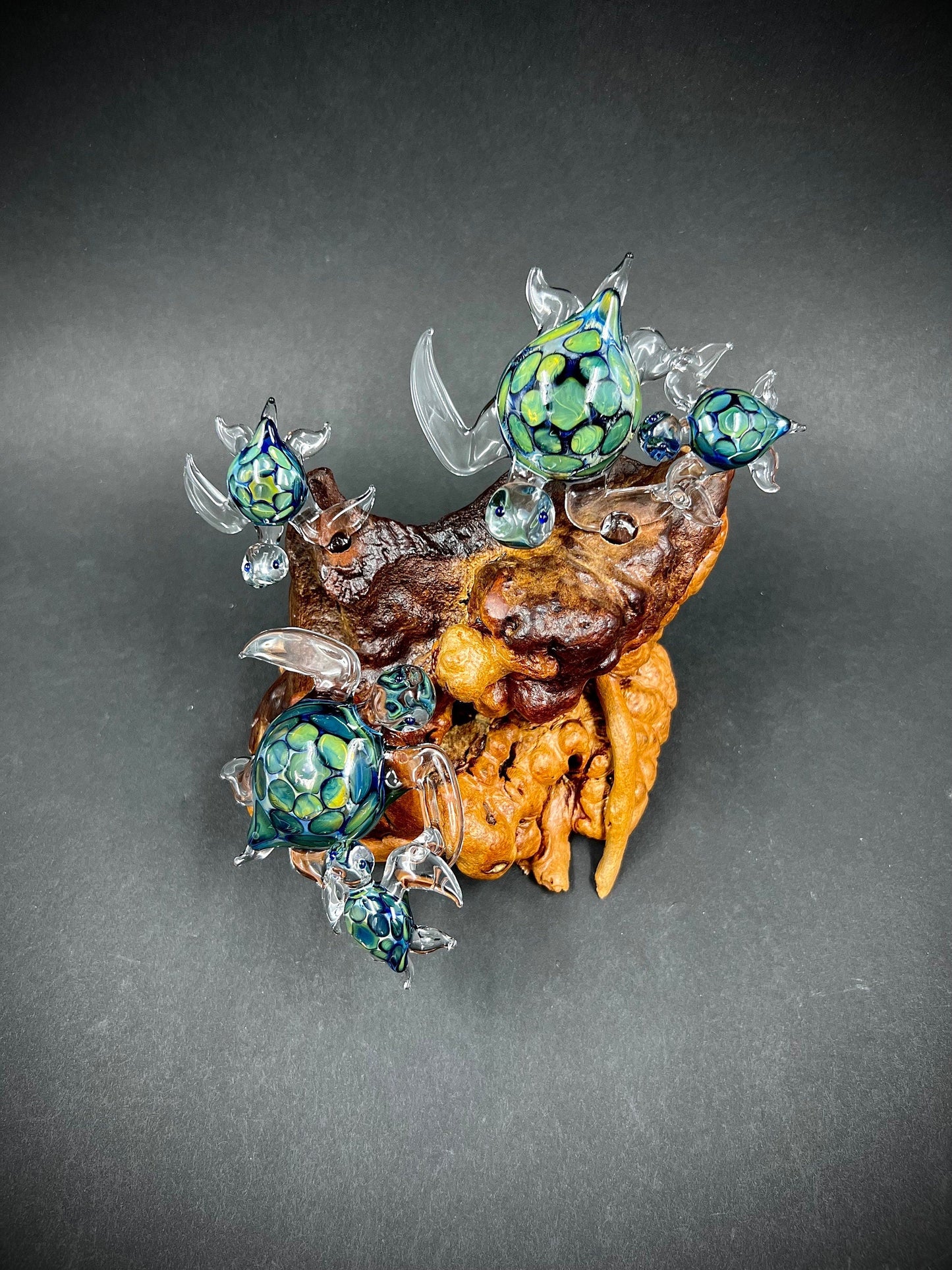 Ohana Sea Turtle family of 5 glass sculpture
