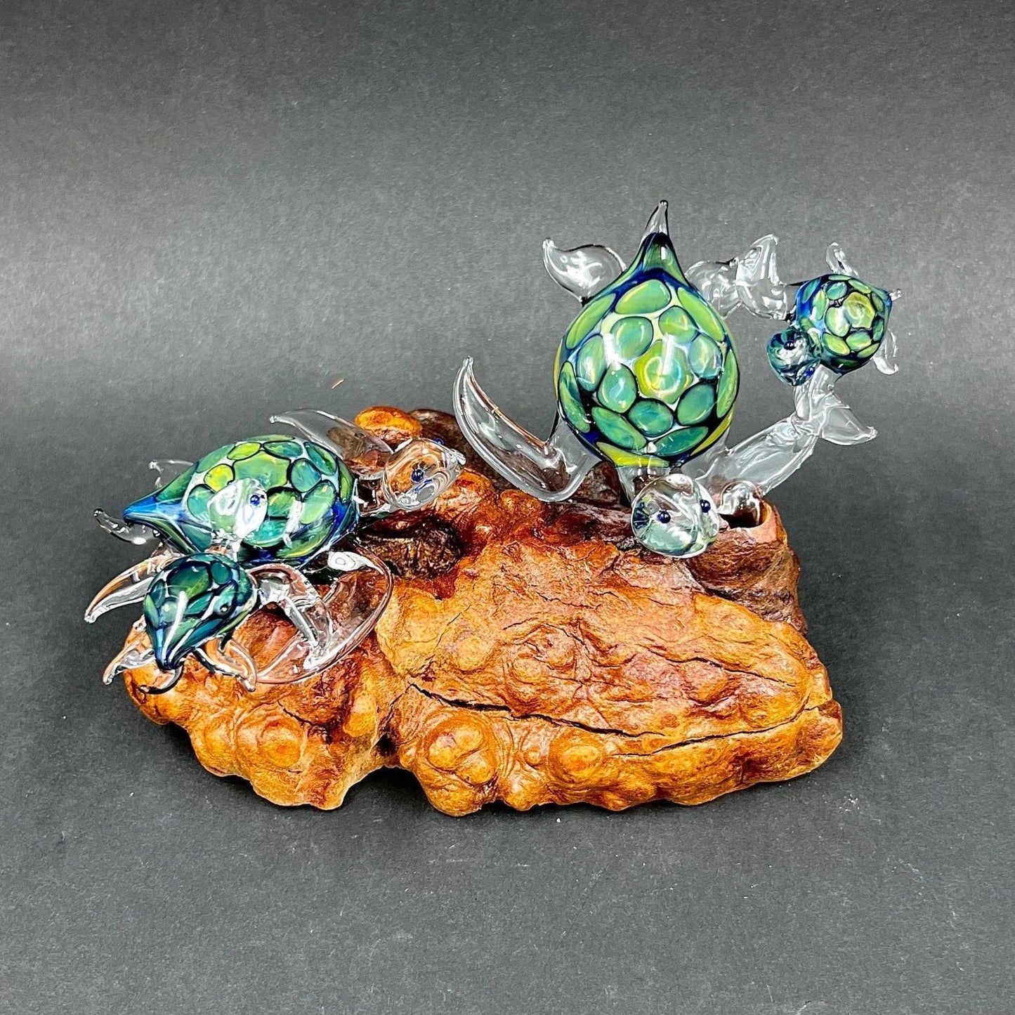 Ohana Sea Turtle family of 4 glass sculpture-1