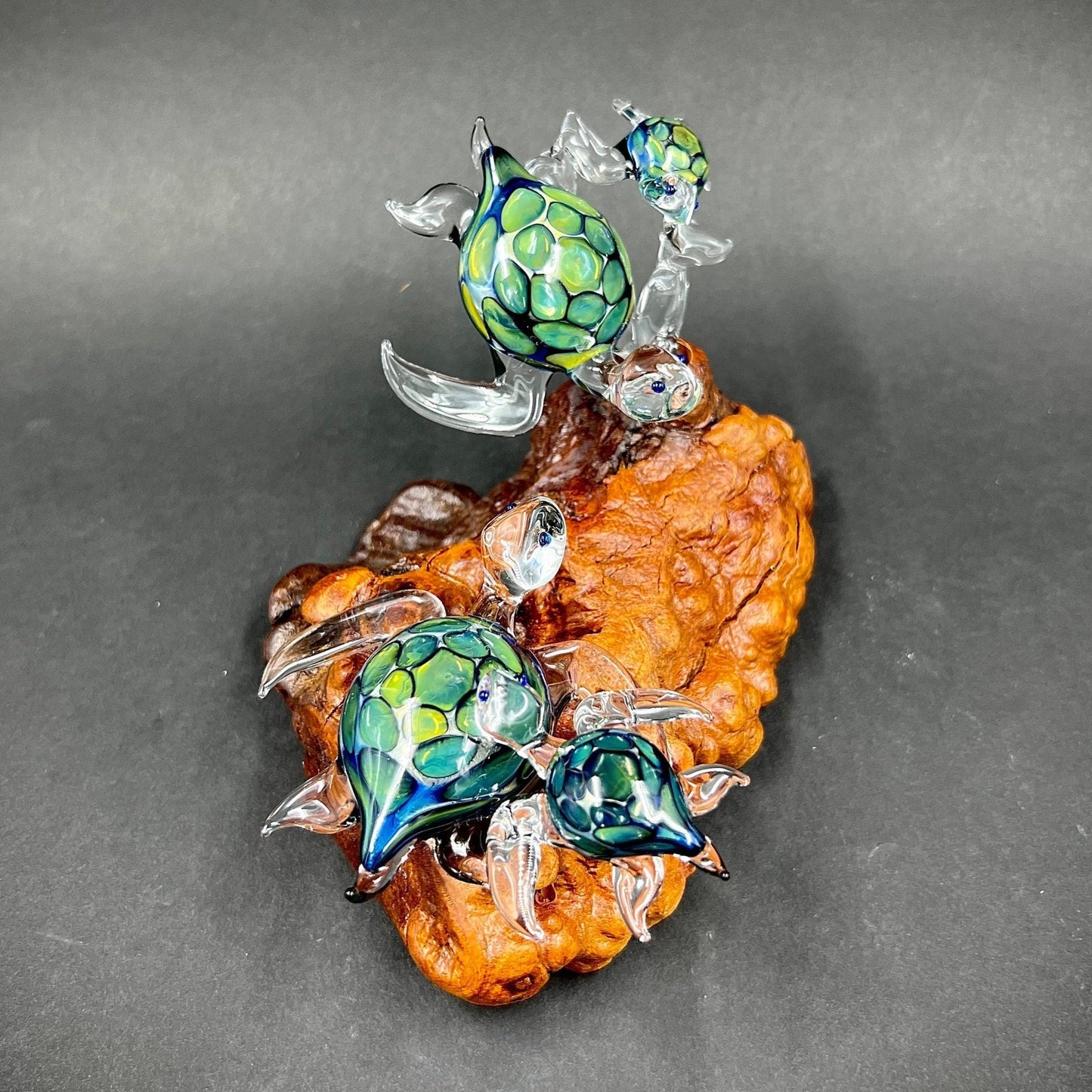 Ohana Sea Turtle family of 4 glass sculpture-1