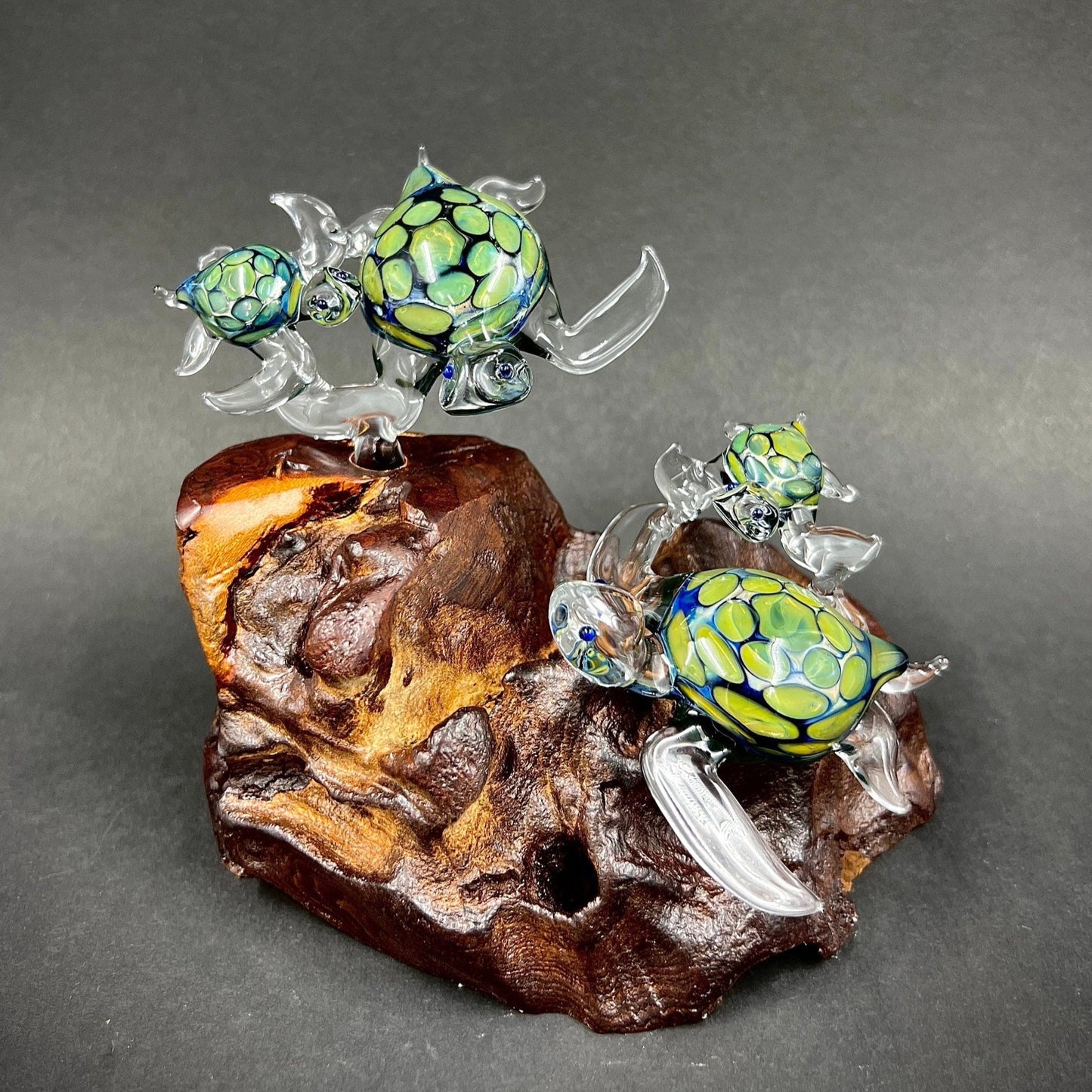 Ohana Sea Turtle family of 4 glass sculpture