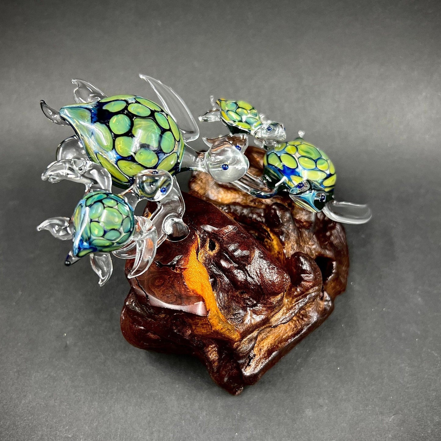 Ohana Sea Turtle family of 4 glass sculpture