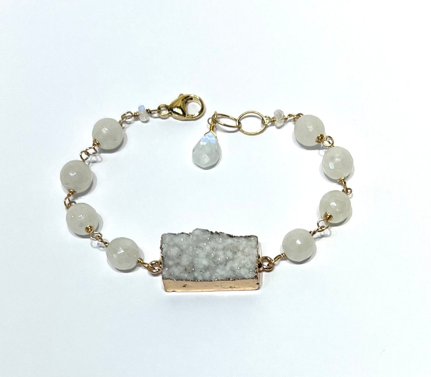 Druzy and mystic moonstone bracelet