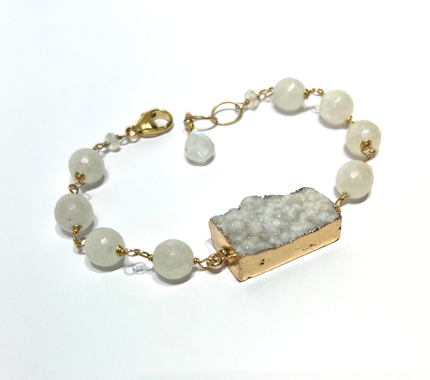 Druzy and mystic moonstone bracelet