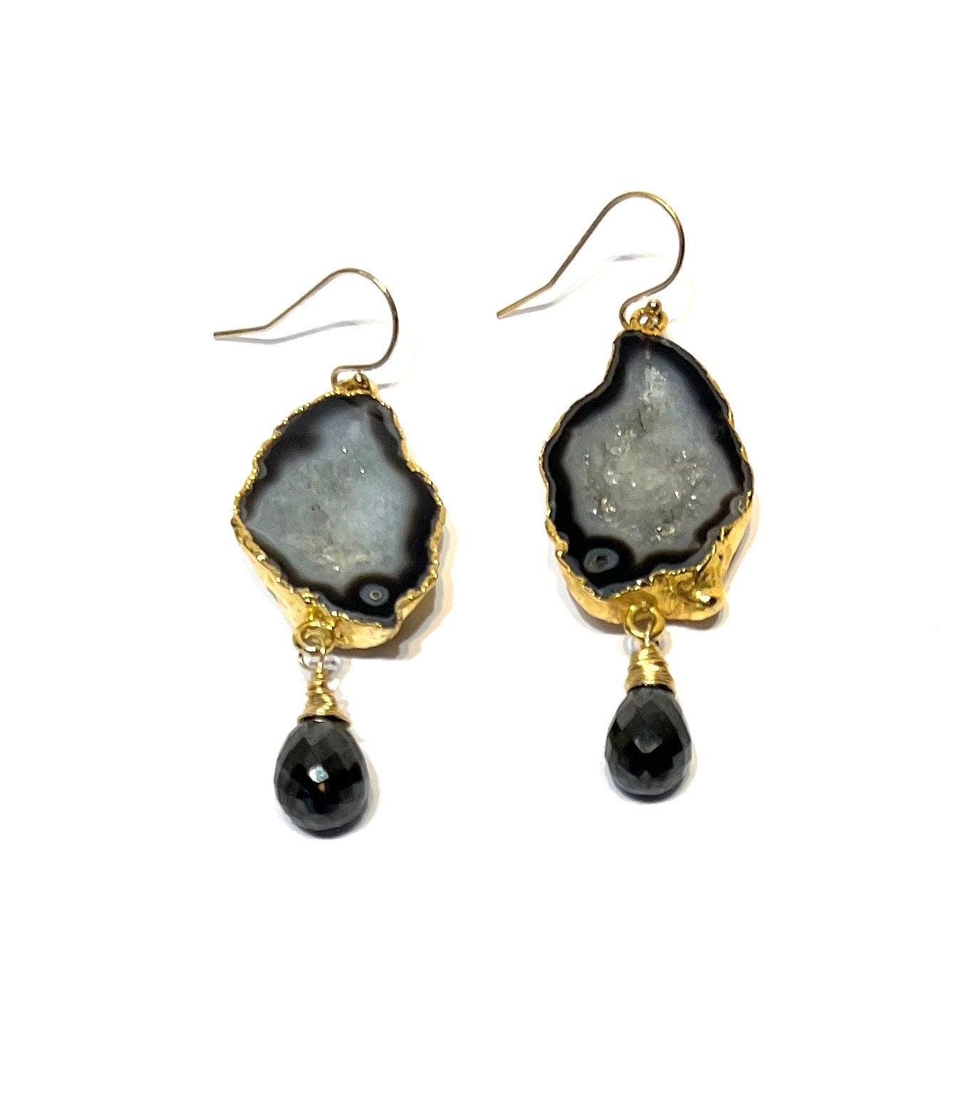 Black Geode and onyx earrings