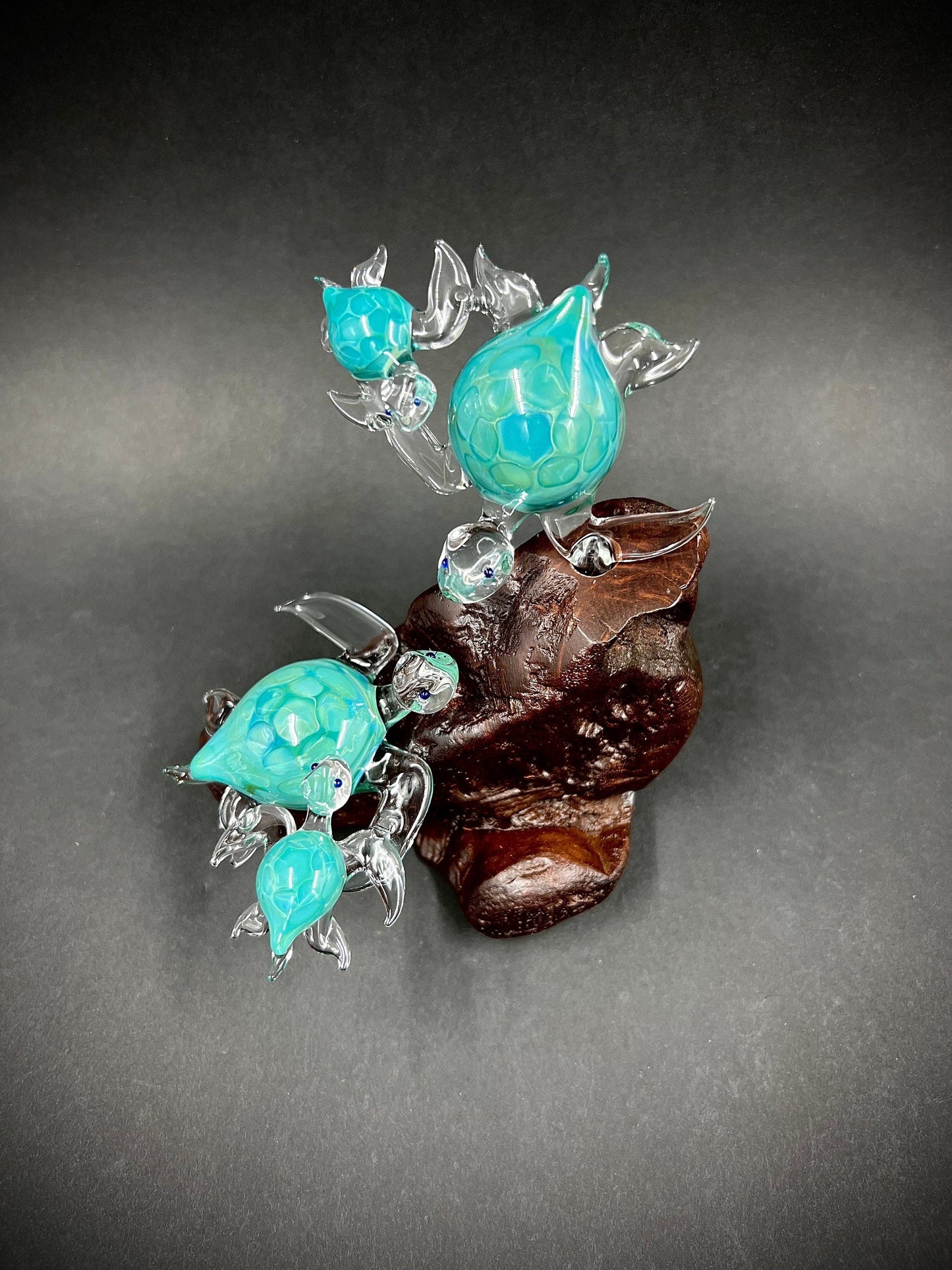 Ohana Sea Turtle family of 4 glass sculpture-2