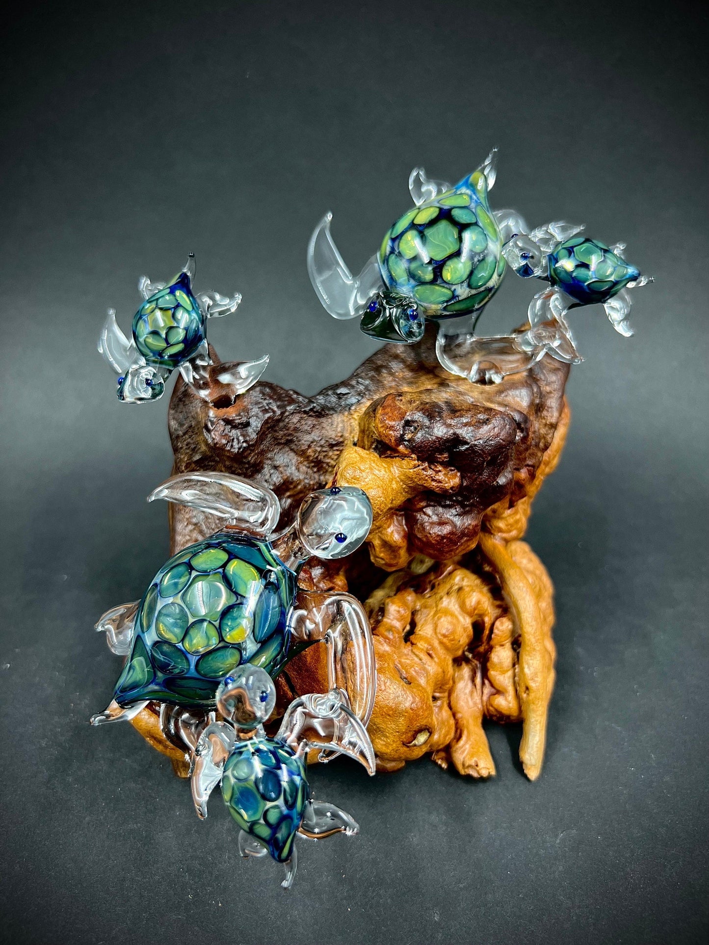 Ohana Sea Turtle family of 5 glass sculpture
