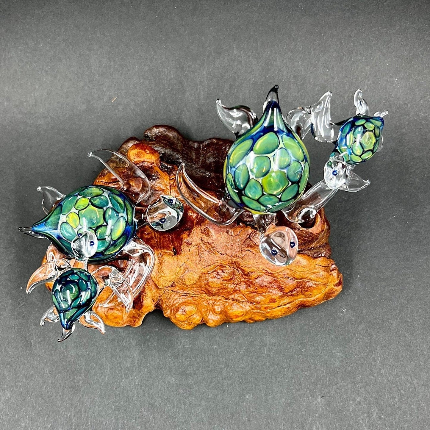 Ohana Sea Turtle family of 4 glass sculpture-1