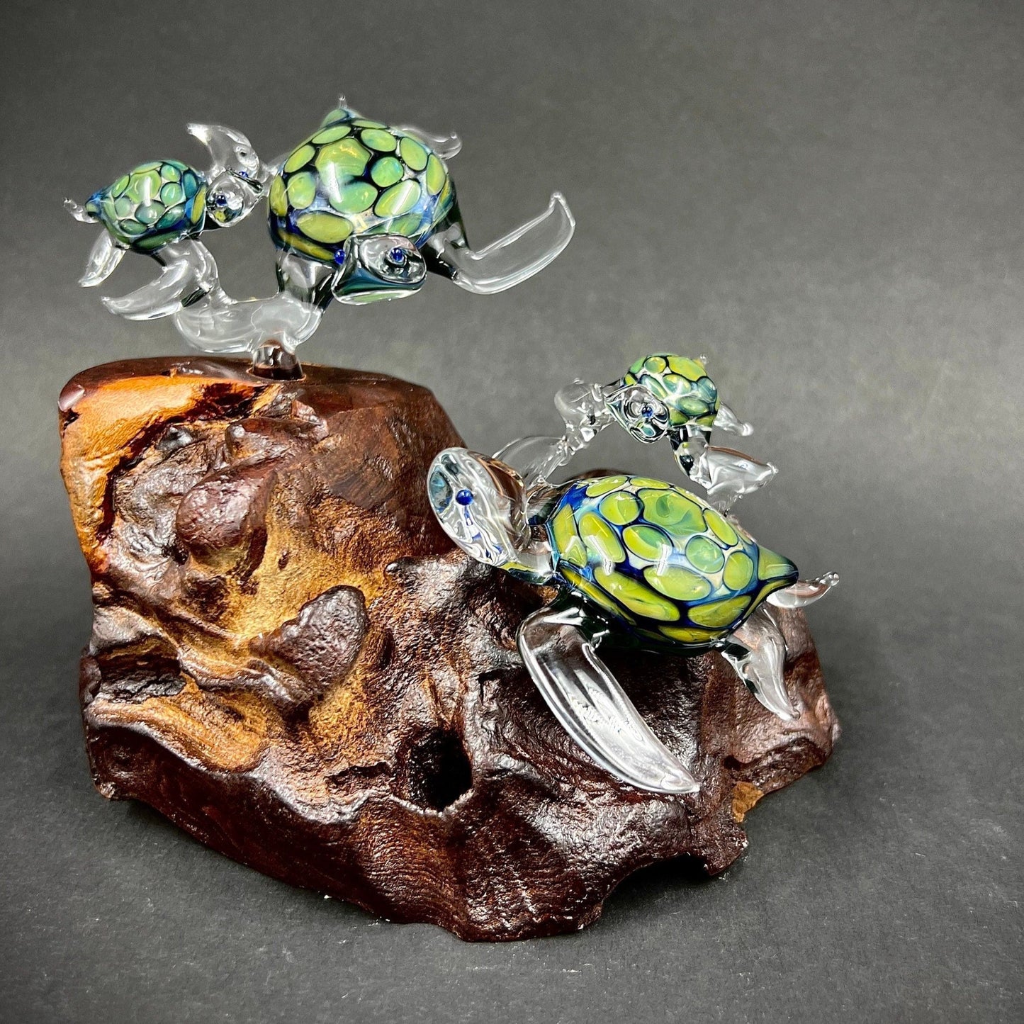 Ohana Sea Turtle family of 4 glass sculpture