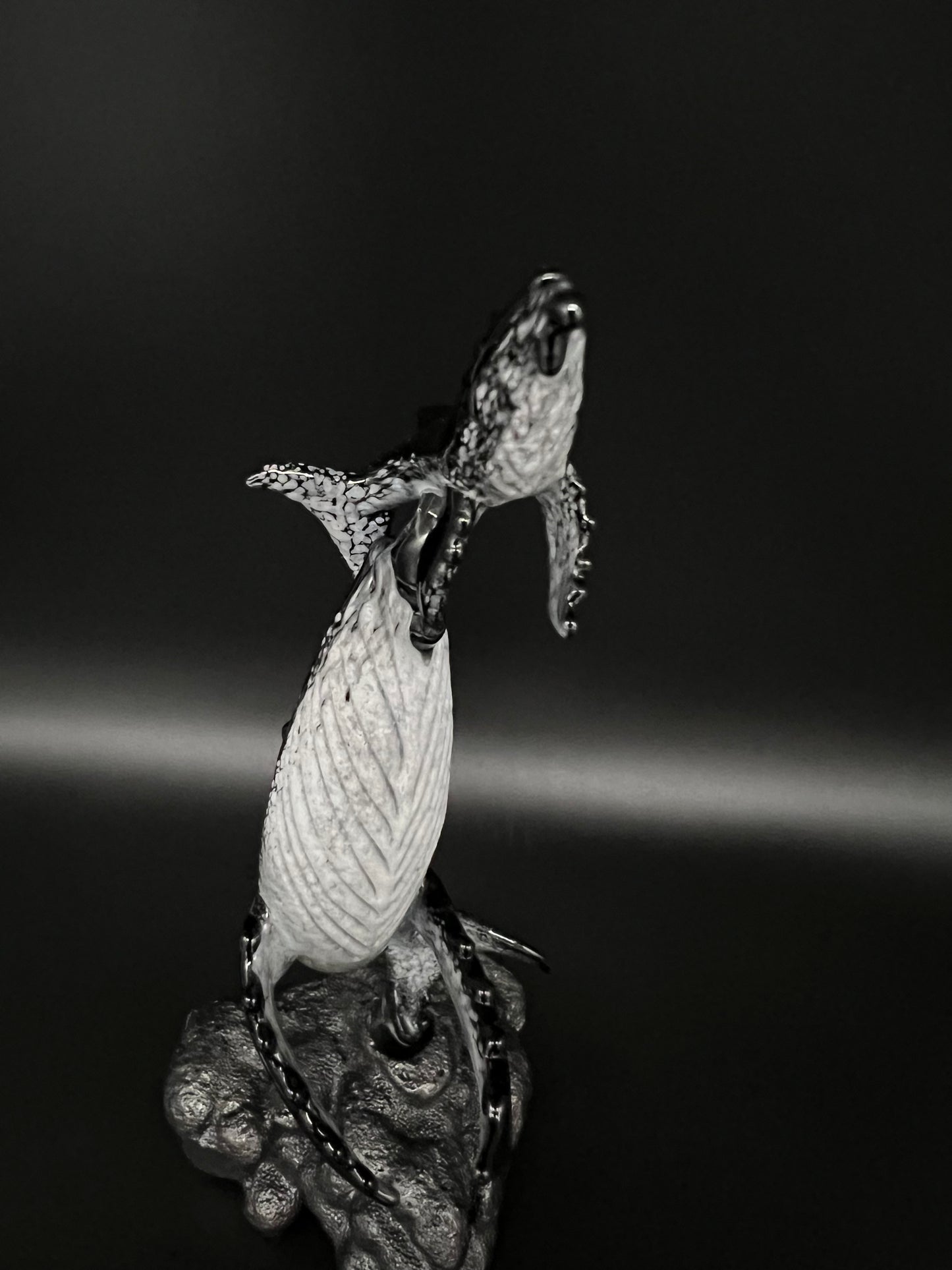 Black and White “First Breath” Glass Humpback Whales