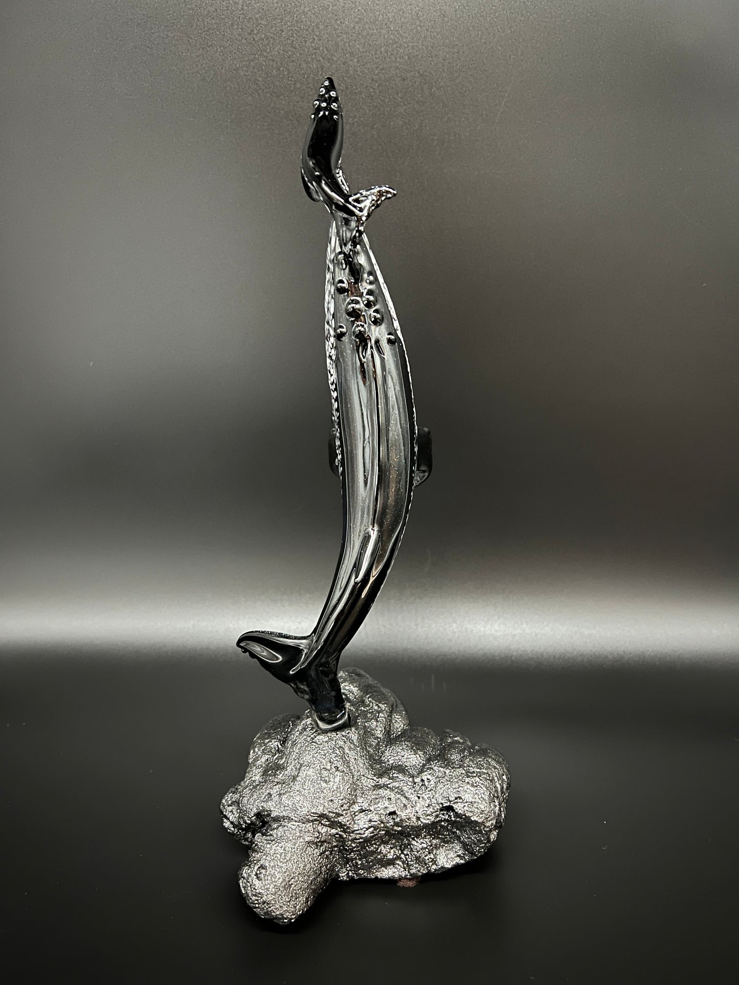 Black and White “First Breath” Glass Humpback Whales