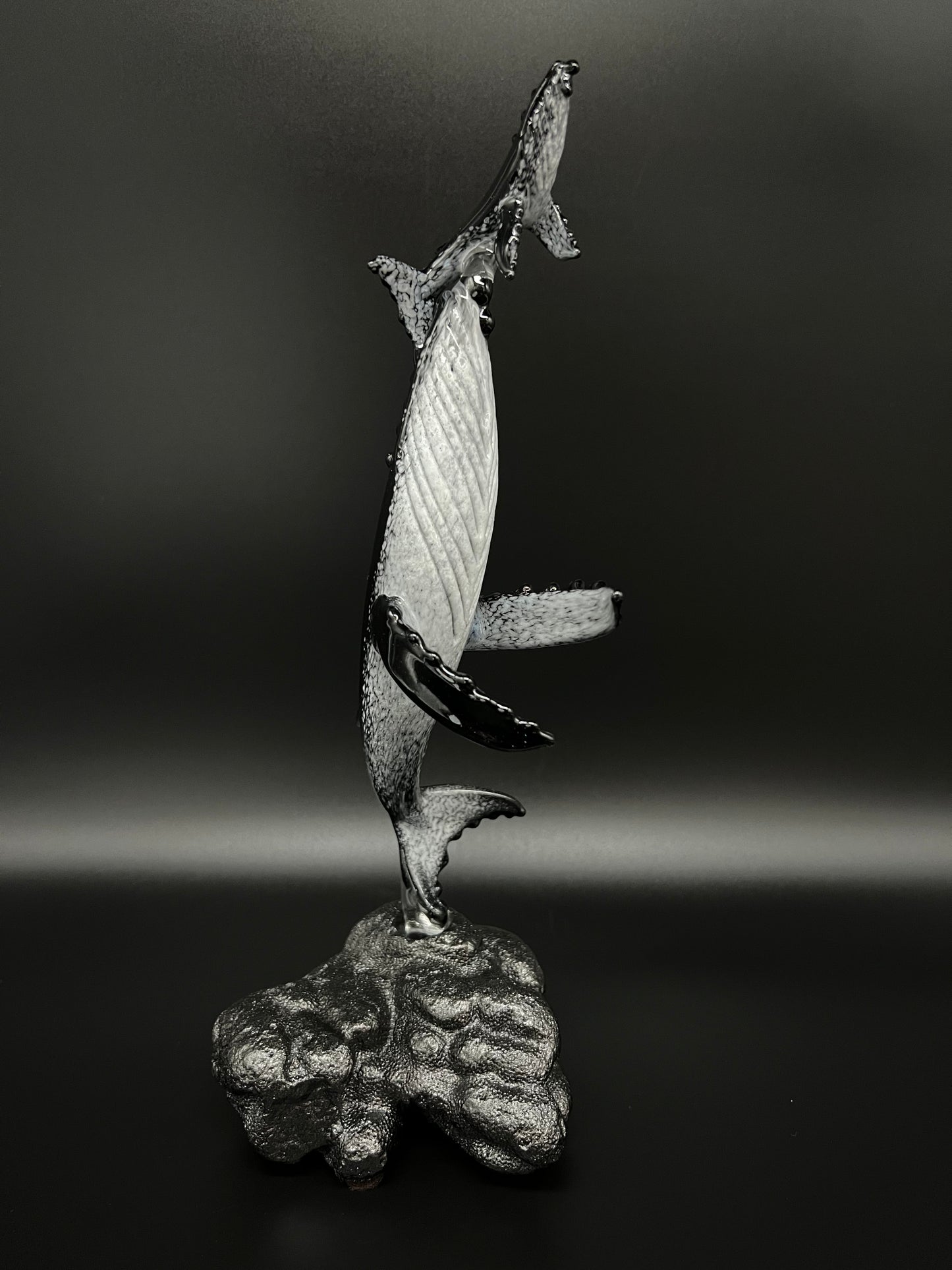 Black and White “First Breath” Glass Humpback Whales