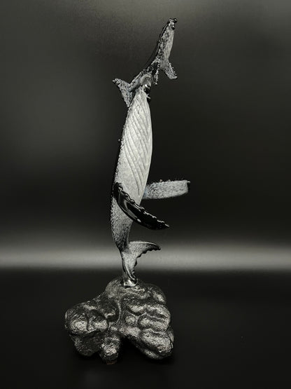 Black and White “First Breath” Glass Humpback Whales