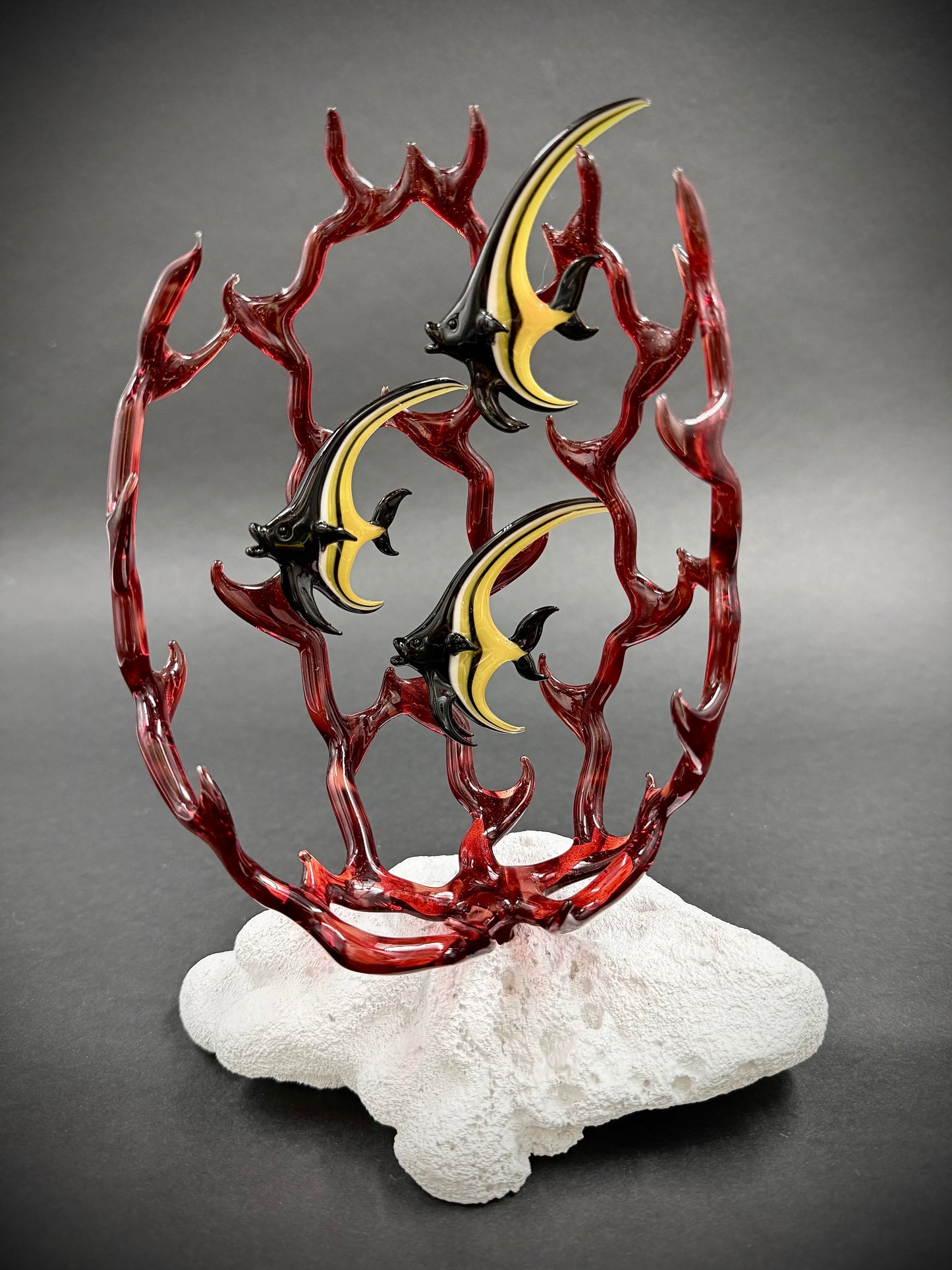 Triple Mini Moorish Idols in Fire Coral