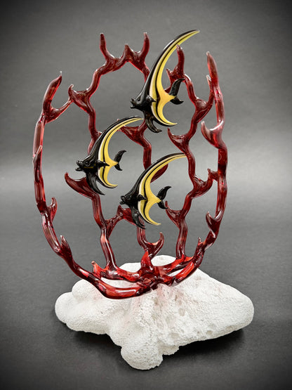 Triple Mini Moorish Idols in Fire Coral