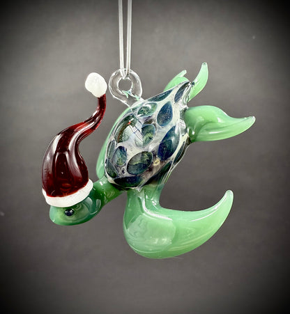 2025 Hawaiian Santa Turtle glass ornament