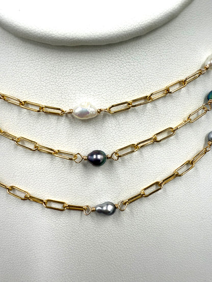 Keshi pearl layering necklace, anklet, and bracelet