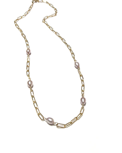 Pink fresh water pearl necklace