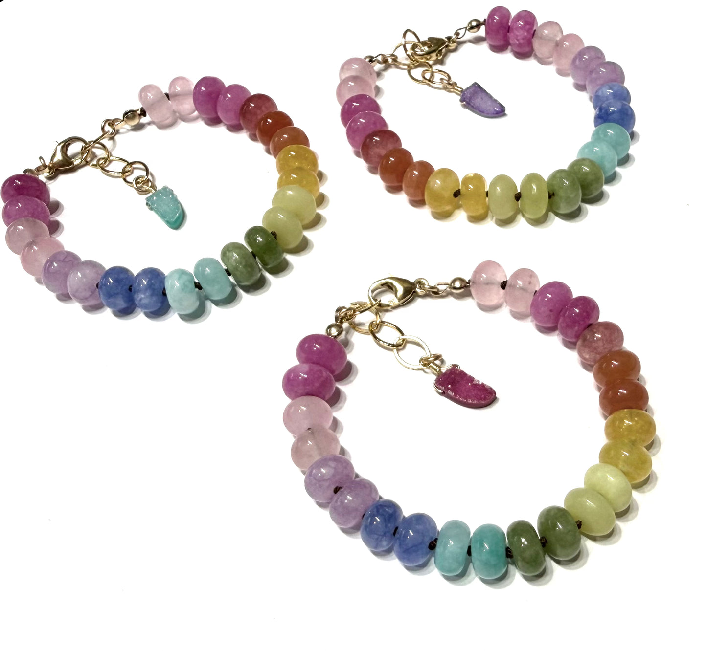 Rainbow gemstone silk knotted bracelet