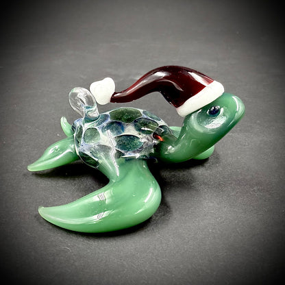2025 Hawaiian Santa Turtle glass ornament