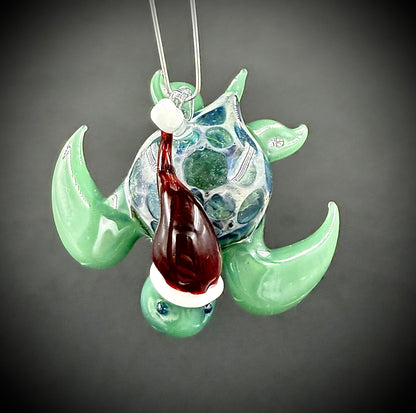 2025 Hawaiian Santa Turtle glass ornament