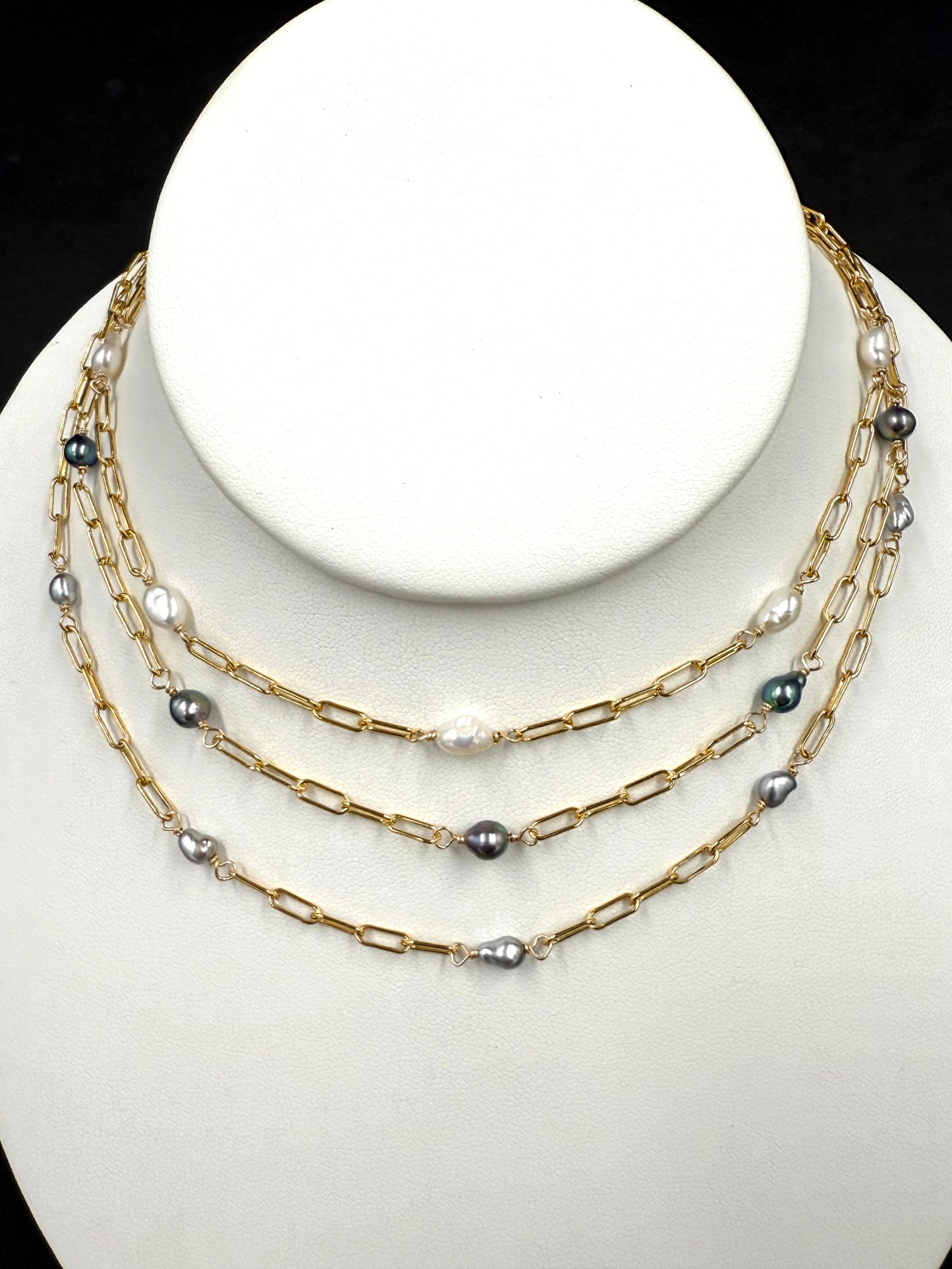 Keshi pearl layering necklace, anklet, and bracelet