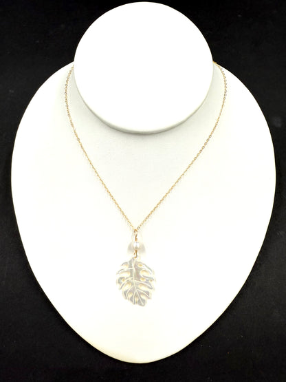 Monstera leaf earrings and necklace