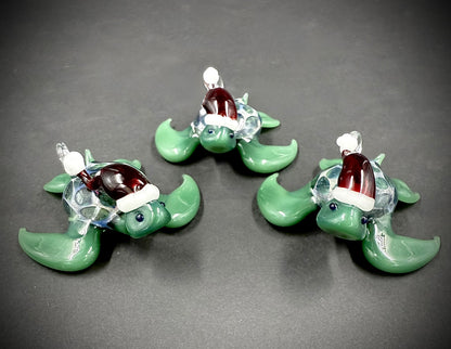 2025 Hawaiian Santa Turtle glass ornament