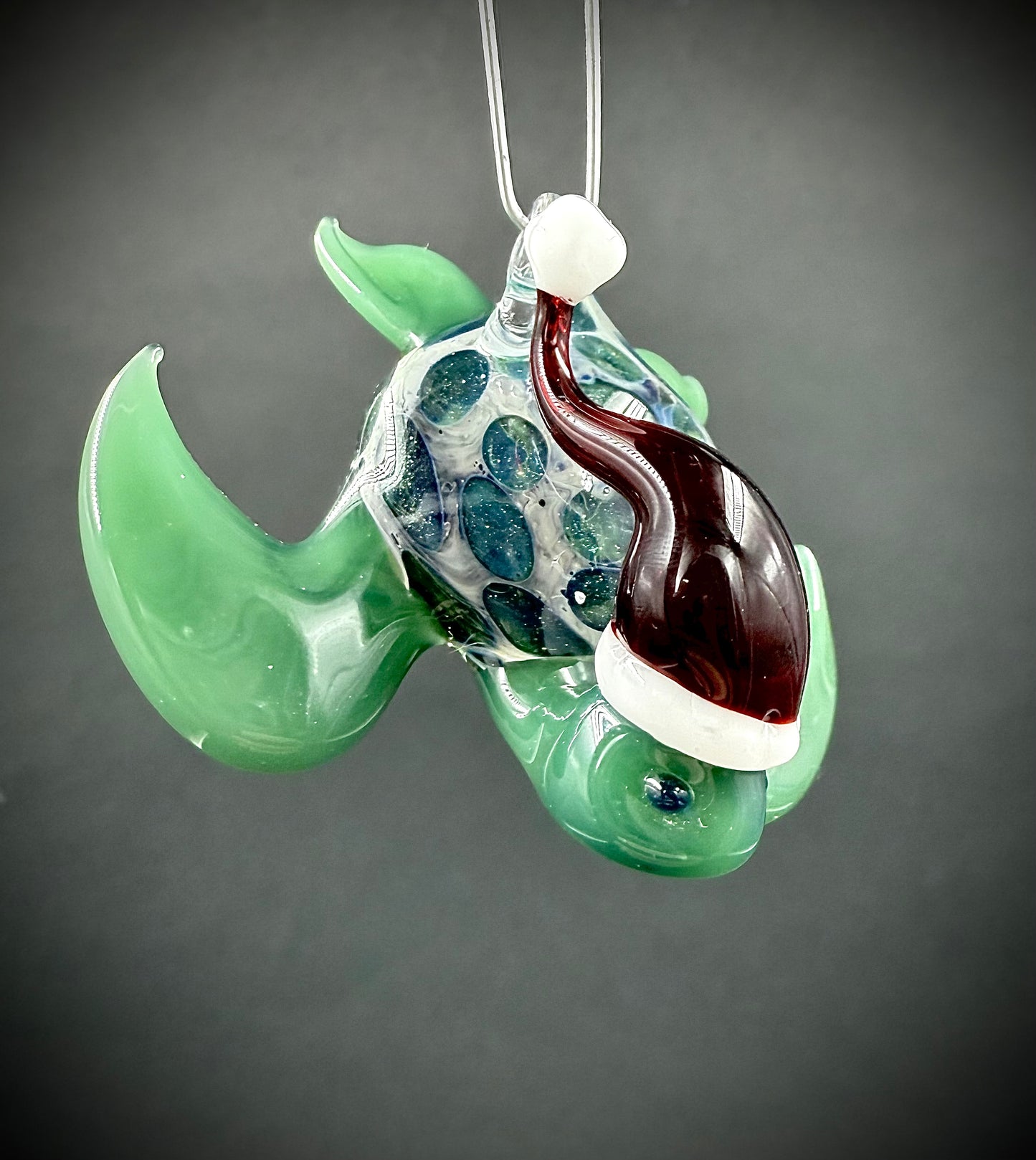 2025 Hawaiian Santa Turtle glass ornament