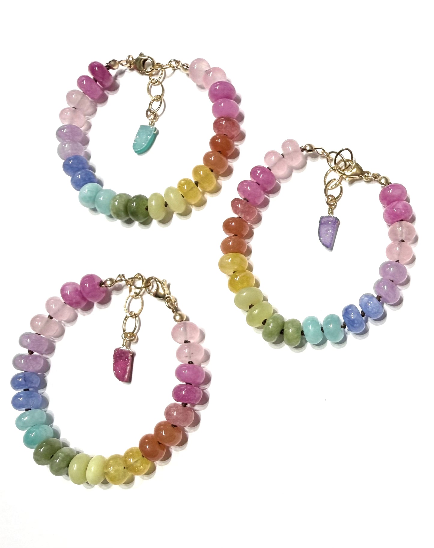 Rainbow gemstone silk knotted bracelet